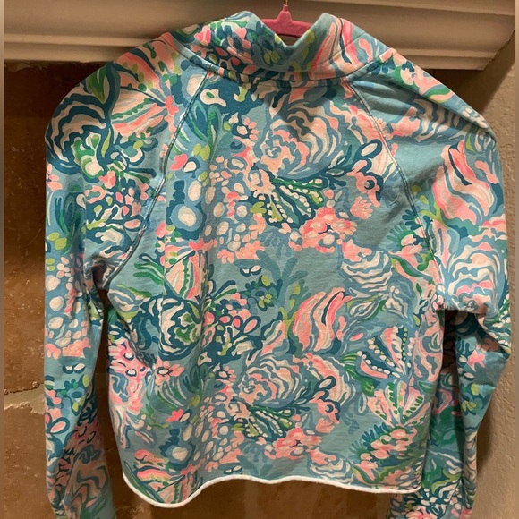 Lilly Pulitzer Ronan Crop Sweatshirt Aqua La Vista pickleball tennis active M - Picture 12 of 12